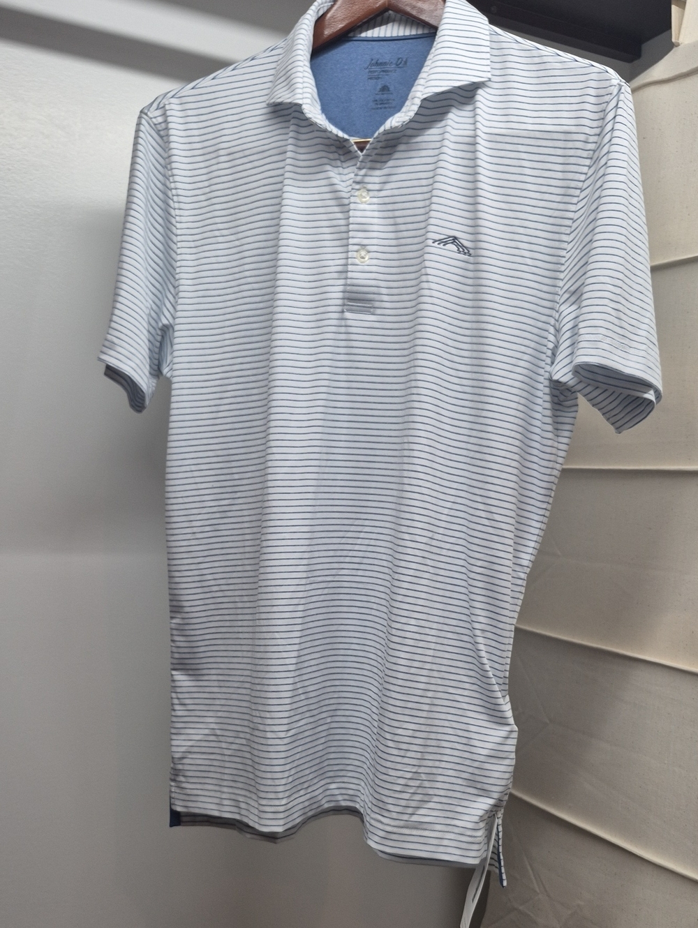 johnnie-O White Polo with Thin Navy Stripe Detail